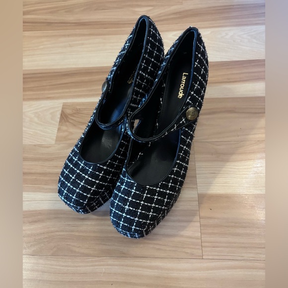 Larroude Emma Pump In Black Tweed Size 11 New - Picture 10 of 11